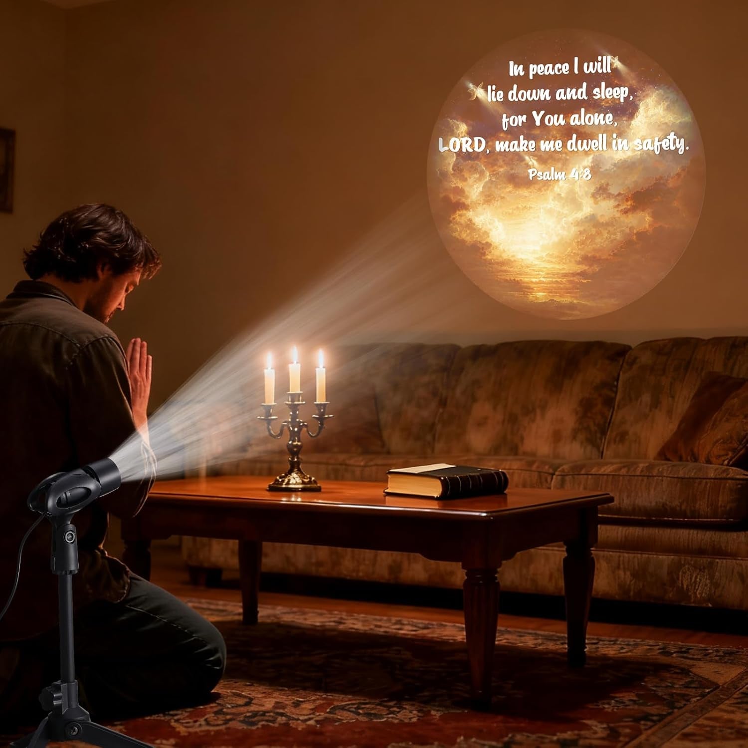 Inspirational Bible Verse Projector Light - 12 Interchangeable Films for Stunning Religious Decor on Walls & Ceilings - Perfect Gift for Faith Lovers